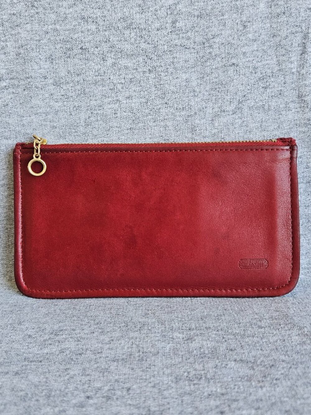 Coach Skinny Wallet Case Leather Makeup Bag Pouch Red Vintage Gold Hardware